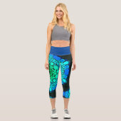 Leggings Capri Dot Mandala Flower bleu et vert (Recto)