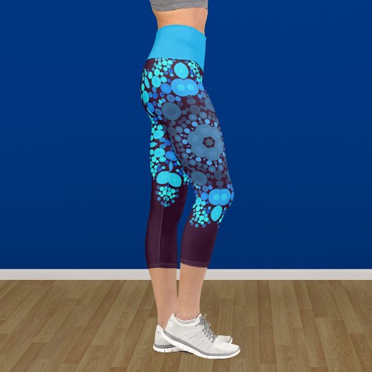 Leggings Capri Dot Mandala Flower bleu et violet