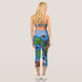 Leggings Capri Dot Mandala Flower bleu jaune et vert (Verso)