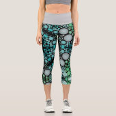 Leggings Capri Dot Mandala Flower bleu vert et gris (Recto)