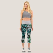 Leggings Capri Dot Mandala Flower bleu vert et gris (Recto)