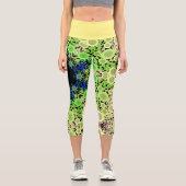 Leggings Capri Dot Mandala Flower bleu vert et jaune (Recto)