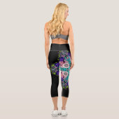 Leggings Capri Dot Mandala Flower bleu vert et rose (Verso)