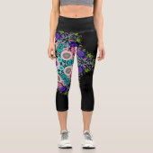 Leggings Capri Dot Mandala Flower bleu vert et rose (Recto)