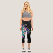Leggings Capri Dot Mandala Flower bleu vert et rose (Recto)