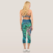Leggings Capri Dot Mandala Flower bleu vert et rose (Verso)