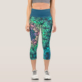 Leggings Capri Dot Mandala Flower bleu vert et rose (Recto)