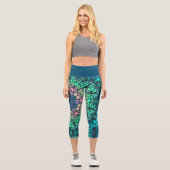 Leggings Capri Dot Mandala Flower bleu vert et rose (Recto)