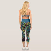 Leggings Capri Dot Mandala Flower Blue Jaune et violet (Verso)