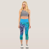 Leggings Capri Dot Mandala Flower Blue vert et violet (Recto)