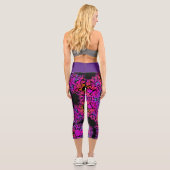 Leggings Capri Dot Mandala Flower rose bleu et orange (Verso)