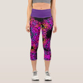 Leggings Capri Dot Mandala Flower rose bleu et orange (Recto)