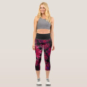 Leggings Capri Dot Mandala Flower rose et violet (Recto)