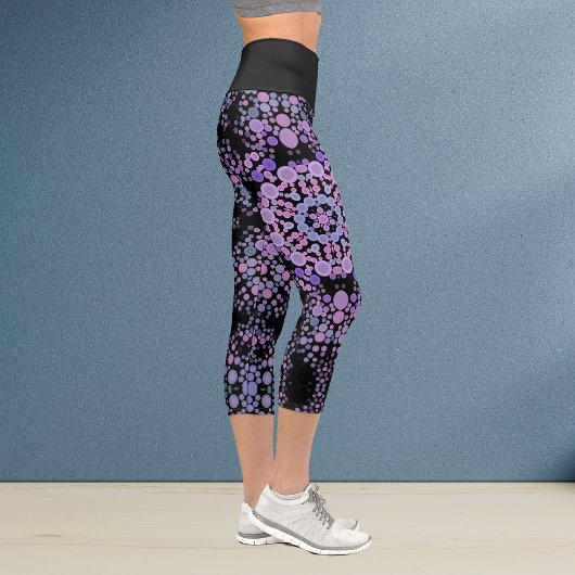 Leggings Capri Dot Mandala Flower rose et violet