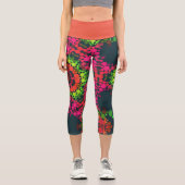 Leggings Capri Dot Mandala Flower rose vert et orange (Recto)