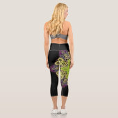 Leggings Capri Dot Mandala Flower vert Jaune et violet (Verso)