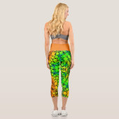 Leggings Capri Dot Mandala Flower vert orange et jaune (Verso)