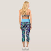 Leggings Capri Dot Mandala Flower violet bleu et blanc (Verso)