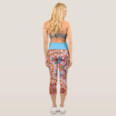 Leggings Capri Dot Mandala Orange Bleu rose et blanc (Verso)