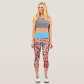 Leggings Capri Dot Mandala Orange Bleu rose et blanc (Recto)
