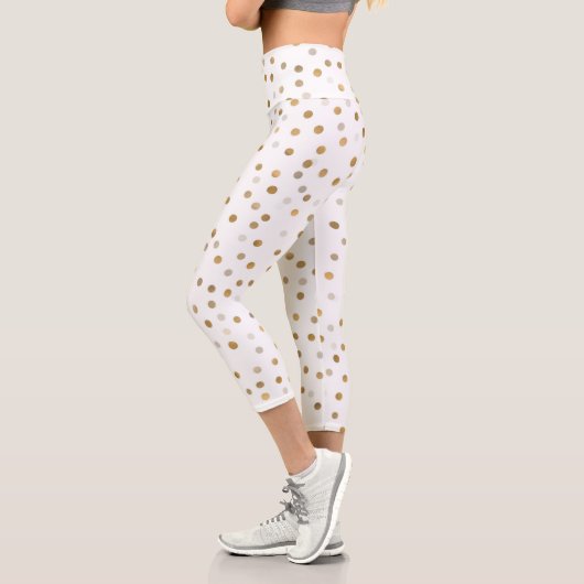 Leggings Capri Dots d'or pour filles Confetti White Design (Gauche)