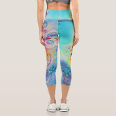 Leggings Capri DRAGON DE MER en Imaginaire bleu or jaune rose (Verso)