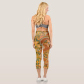 Leggings Capri DRAGON PARMI LES PÉONIES, FLEURS, Floral FEUILLE V (Verso)