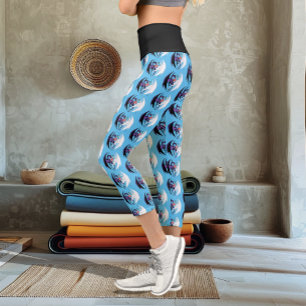 Leggings Capri Dragons Love Heart Blue