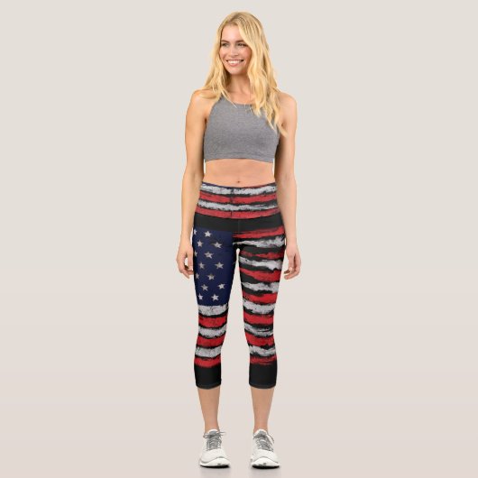 Leggings Capri Drape grunge U.S.A (Recto)