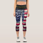 Leggings Capri Drapeau Américain 4 E De Juillet Célébration Leggi (Recto)