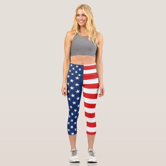 Leggings Capri Drapeau américain 4 juillet (Recto)