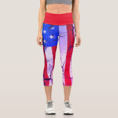 Leggings Capri Drapeau Américain 4 Juillet Fête (Recto)