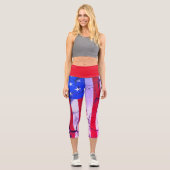 Leggings Capri Drapeau Américain 4 Juillet Fête (Recto)