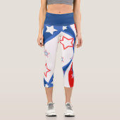 Leggings Capri drapeau américain Abstrait couleurs étoiles & rayu (Recto)