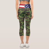Leggings Capri Drapeau américain Camion vert militaire (Verso)