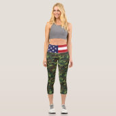 Leggings Capri Drapeau américain Camion vert militaire (Recto)