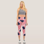 Leggings Capri Drapeau américain Drapeau patriotique Bleu blanc r (Recto)