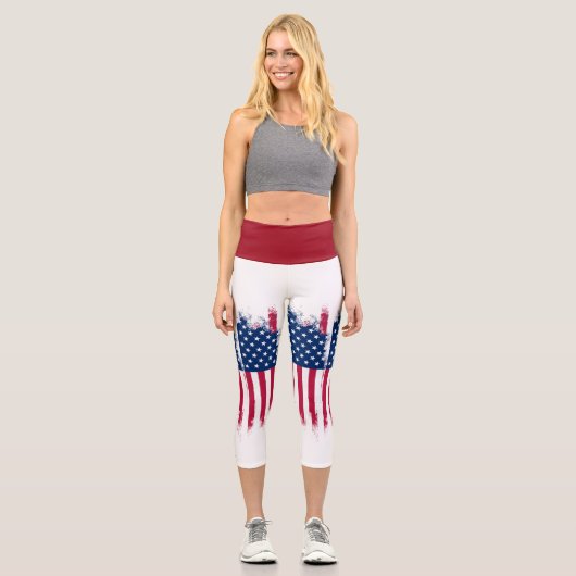 Leggings Capri Drapeau américain haut taille Capris (Recto)