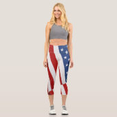 Leggings Capri Drapeau américain | Insigne | Pop Art (Recto)