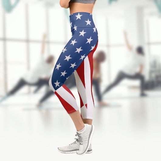 Leggings Capri Drapeau américain | Insigne | Pop Art