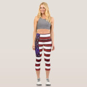 Leggings Capri Drapeau américain moderne en relief (Recto)