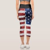 Leggings Capri Drapeau américain rouge blanc brillant parties sci (Verso)