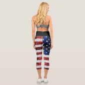 Leggings Capri Drapeau américain rouge blanc brillant parties sci (Verso)