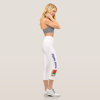 Leggings Capri Drapeau bélarussien personnalisé Bélarus