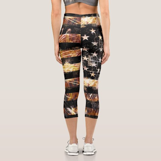 Leggings Capri Drapeau de construction industrielle (Verso)