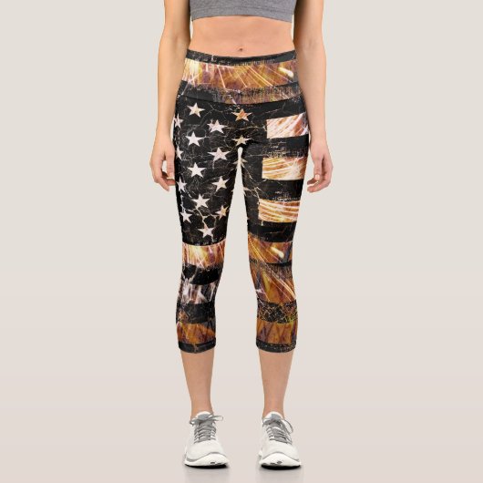 Leggings Capri Drapeau de construction industrielle (Recto)