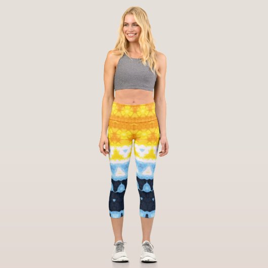 Leggings Capri Drapeau de fierté Boho Groovy Géométrique Abstrait (Recto)