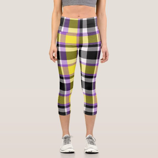 Leggings Capri Drapeau de fierté éclectique boho non binaire à ca (Recto)