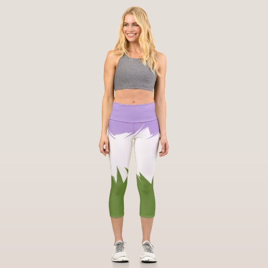 Leggings Capri Drapeau de fierté Genderqueer abstrait ZigZag épic (Recto)