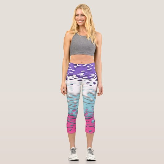 Leggings Capri Drapeau de fierté multisexuel funky trippy ondulé (Recto)